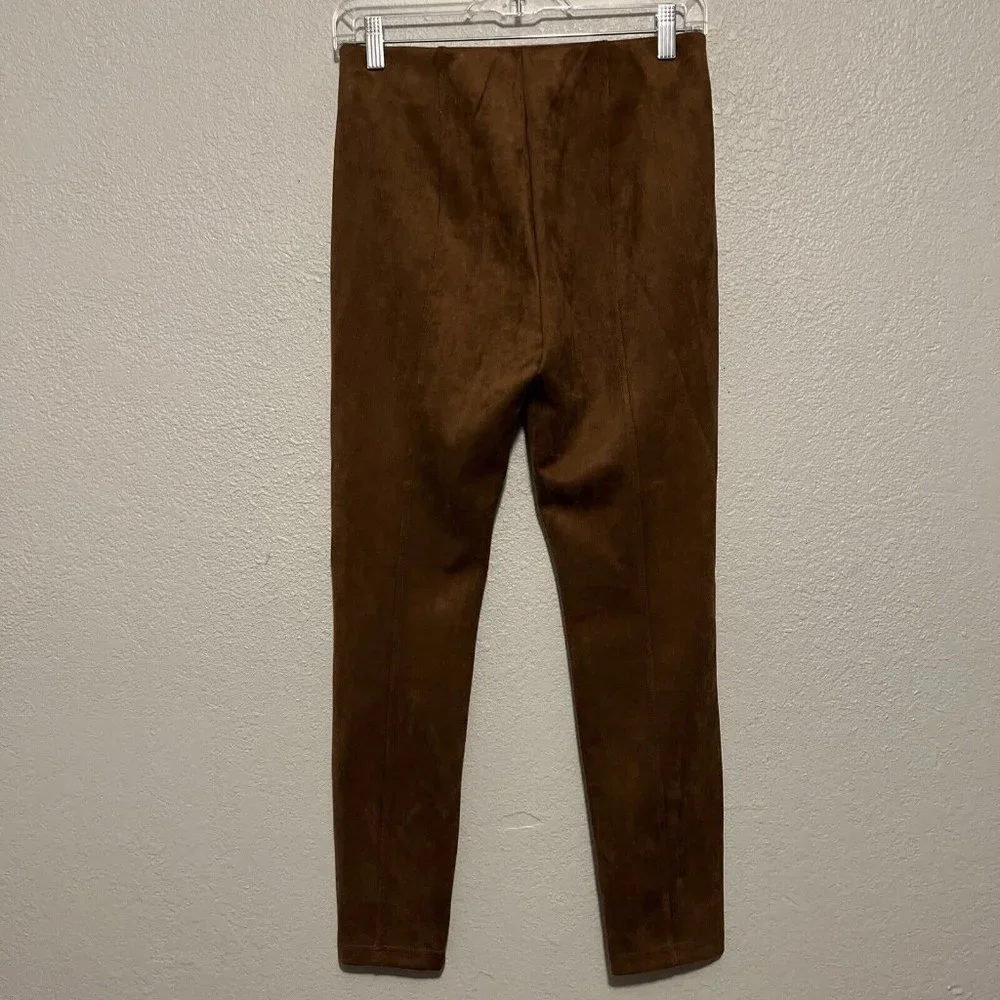 T Tahari Seamed Pull-On Faux Suede Leather Pants Size Medium